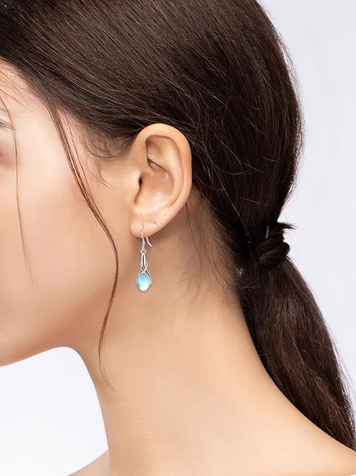 ONE:  Dangle Drop Earrings Color: Moonstone Dangle Earrings 925 Sterling Silver