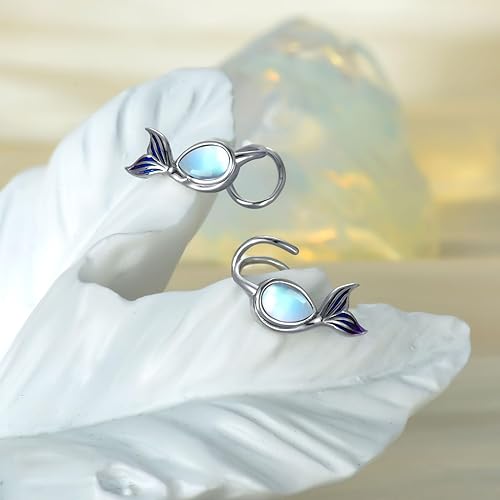 ONE:  Exquisite Mermaid Tale  Color: MOONSTONE  Dangle Earrings 925 Sterling Silver