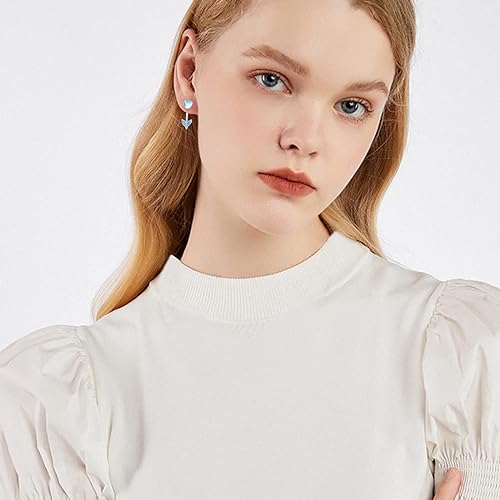 ONE:  Exquisite  HEART Color: MOONSTONE  Earrings 925 Sterling Silver