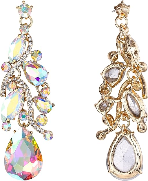 ONE PAIR: Crystal Multi Teardrop Cluster Chandelier Dangle Earrings