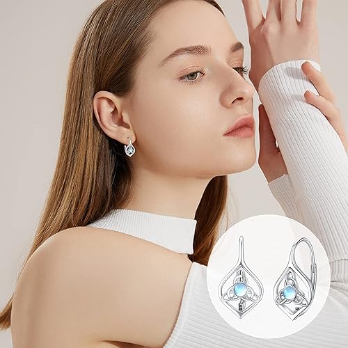 ONE:  Exquisite Earrings Color: Moonstone Dangle Earrings 925 Sterling Silver