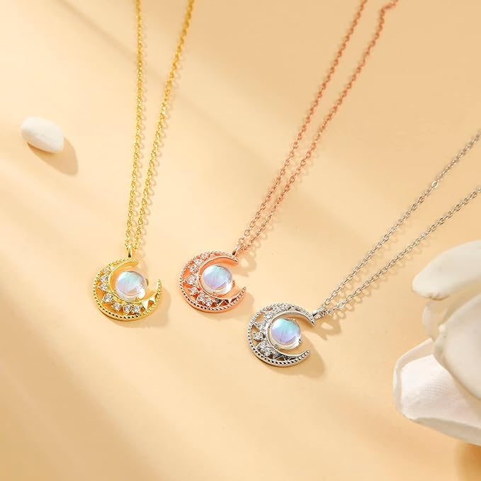 ONE :💎 Moonstone Pendant Necklace   💎Color: 18k Rose Gold Plated