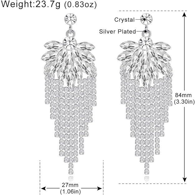 ONE PAIR: Crystal Multi Gold/Silver Rhinestone Chandelier Wedding Bridal Dangle Earrings