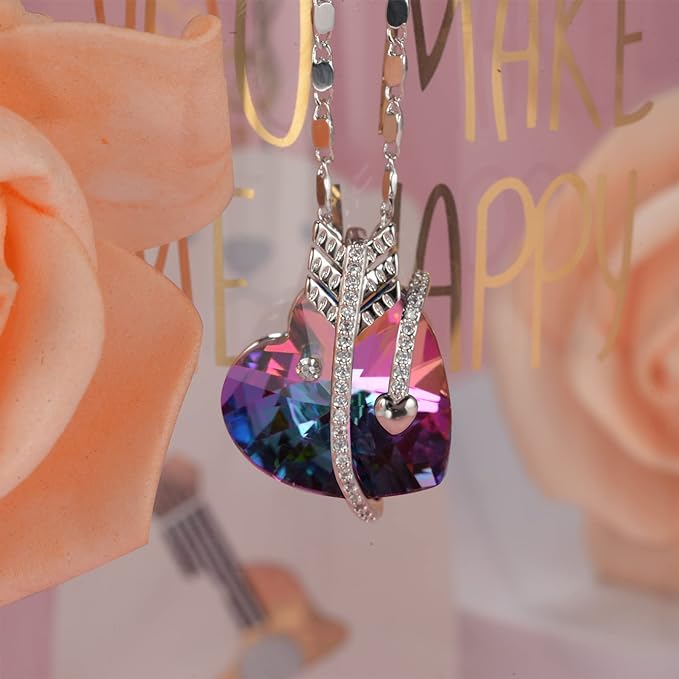 ONE :💎Elegant Silver Purple Heart Pendant Necklace was made of blue crystal, which sparkles all the time