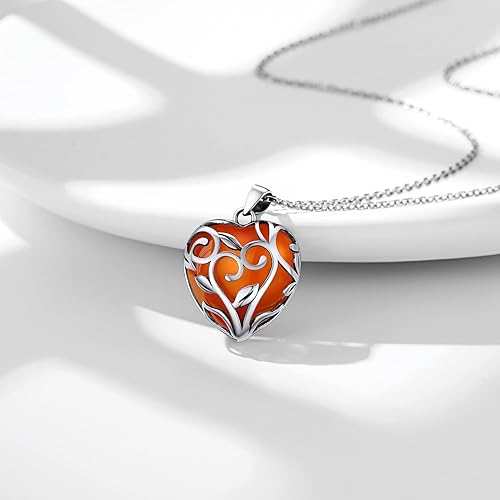 ONE: 💓November-Synthetic Citrine  Heart Crystal Necklace 925 Sterling Silver