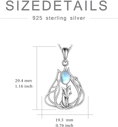 ONE :💎Fox Moonstone Pendant Necklace Fine Jewelry 💎