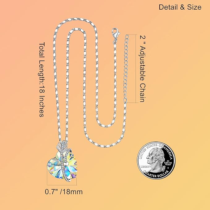 ONE :💎Elegant Heart Pendant Necklace was made of blue crystal, which sparkles all the time