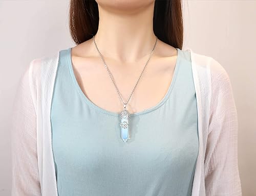 ONE :💎DAINTY FLOWER NATURAL HEALING CRYSTAL: Opal  NECKLACE Fine Jewelry 💎