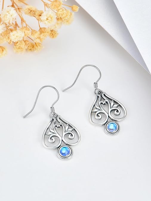ONE:  Butterfly Earrings Color: Moonstone Dangle Earrings 925 Sterling Silver