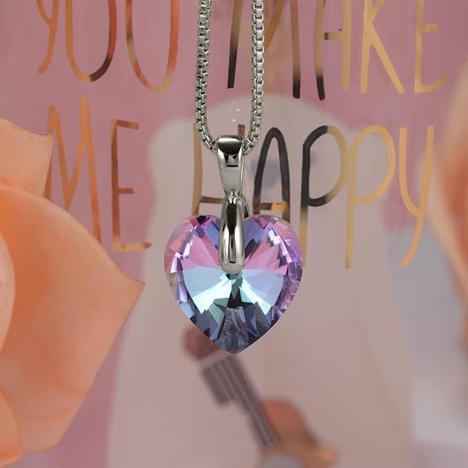 ONE :💎Elegant 1 SILVER PURPLE Heart Pendant Necklace was made of blue crystal, which sparkles all the time