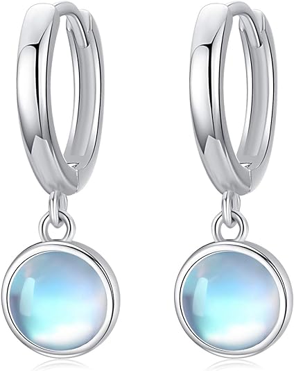 ONE: Exquisite Color: MOONSTONE Dangle Earrings 925 Sterling Silver