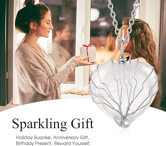 ONE: Heart Clear Quartz Crystal  Necklace 925 Sterling Silver Necklace