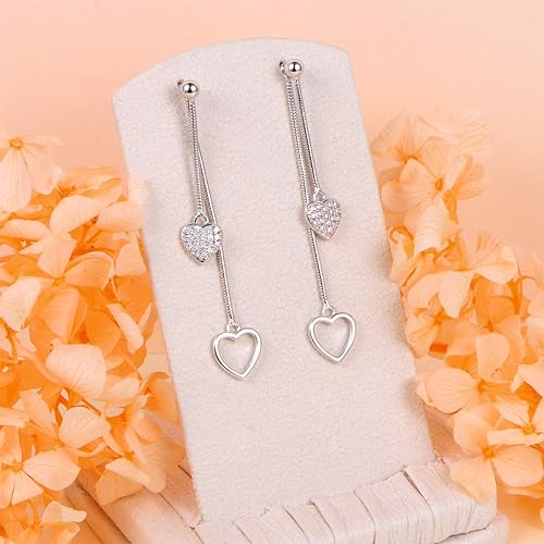 ONE: Style: Front and Back Heart Earrings 925 Sterling Silver
