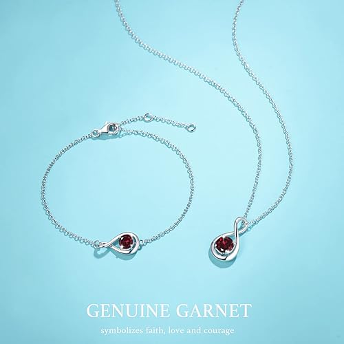ONE :💎 Birthstone Necklace Gifts For Women, Love Pendant Birthstone Jewelry 16+2 Inch Silver Chain JAN