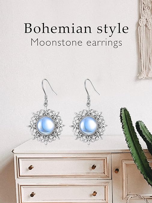 ONE:  Filigree Earrings Color: Moonstone Dangle Earrings 925 Sterling Silver