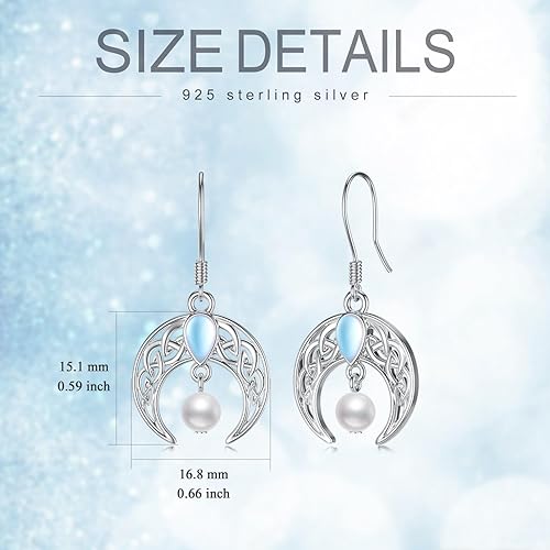 ONE:  Celtic Earrings Color: Moonstone Dangle Earrings 925 Sterling Silver