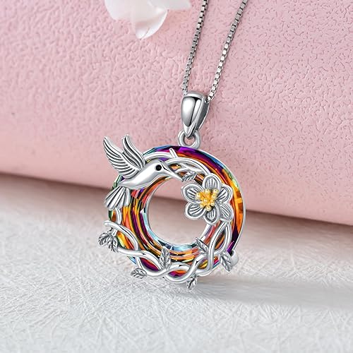 ONE :💎Hummingbird Flower Volcanic Crystal Pendant Necklace Fine Jewelry 💎