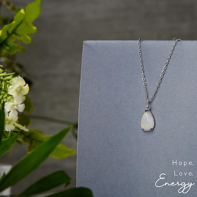 ONE: HOPE LOVE SHINE New Beginnings Rainbow Moonstone 925 Sterling Silver Necklace