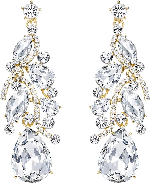 ONE PAIR: Crystal Multi Teardrop Cluster Chandelier Dangle Earrings