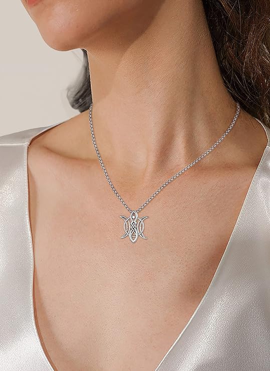 ONE :💎The Triple Moon Symbol Pendant Necklace Fine Jewelry 💎