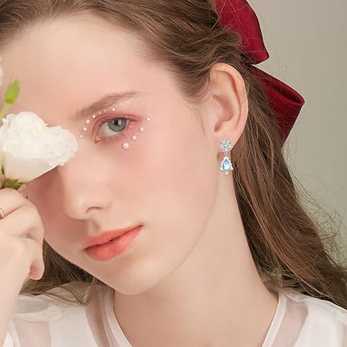 ONE:  Exquisite Snow Flake's Tree Color: MOONSTONE  Dangle Earrings 925 Sterling Silver