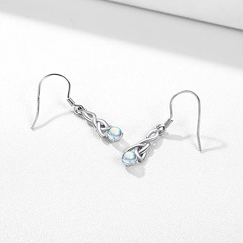 ONE: Exquisite Color: MOONSTONE Dangle Earrings 925 Sterling Silver