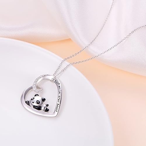 ONE: Love Heart Pendant Necklace Style: Panda-Keep me in your heart