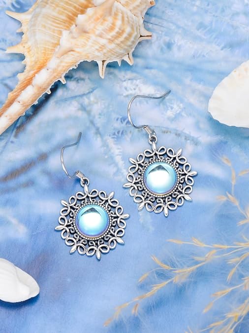 ONE:  Filigree Earrings Color: Moonstone Dangle Earrings 925 Sterling Silver