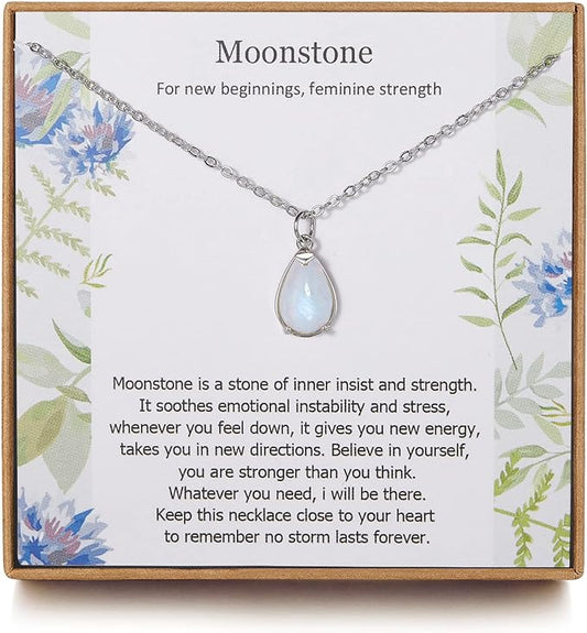 ONE: HOPE LOVE SHINE New Beginnings Rainbow Moonstone 925 Sterling Silver Necklace