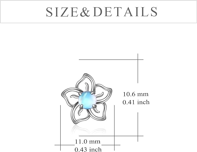 ONE: Exquisite Flower Color: MOONSTONE Dangle Earrings 925 Sterling Silver