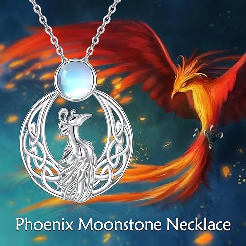 ONE :💎Phoenix/Moon and Sun Moonstone Celtic Pendant Necklace Fine Jewelry 💎