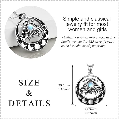 ONE :💎 Moonstone Moth Pendant NECKLACE Fine Jewelry 💎