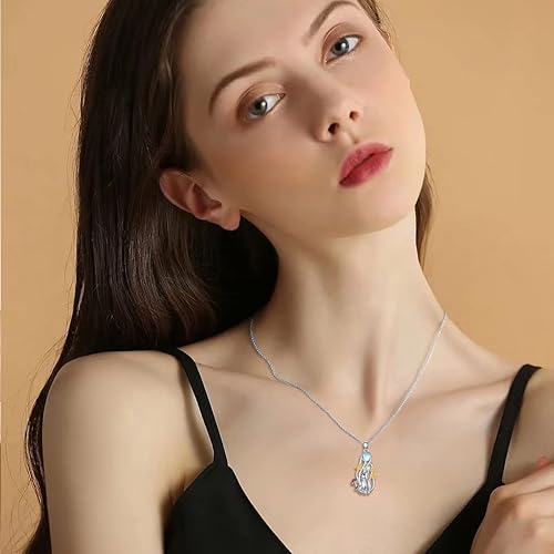 ONE :💎Style: Rabbit Moonstone Pendant Necklace Fine Jewelry 💎