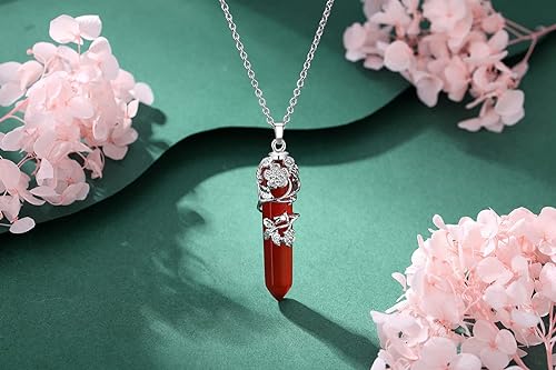 ONE :💎DAINTY FLOWER NATURAL HEALING CRYSTAL: Carnelian  NECKLACE Fine Jewelry 💎