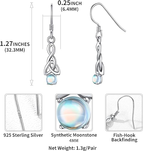 ONE: Exquisite Color: MOONSTONE Dangle Earrings 925 Sterling Silver