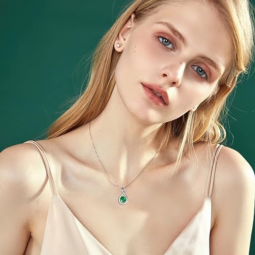 ONE: Birthstone Necklace Gifts For Women, Love Pendant Birthstone Jewelry 16+2 inch Silver Chain MAY