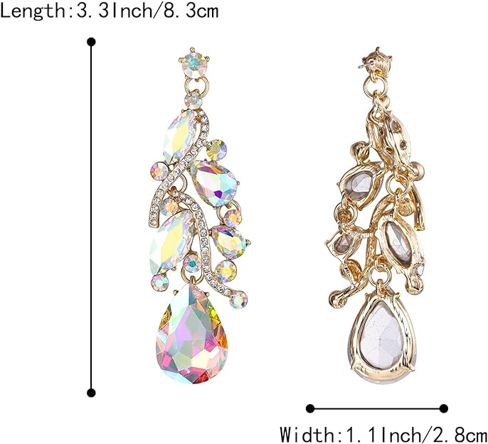 ONE PAIR: Crystal Multi Teardrop Cluster Chandelier Dangle Earrings