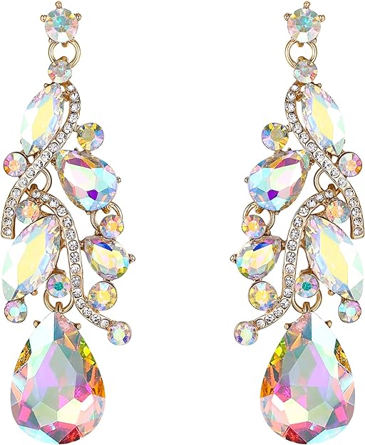 ONE PAIR: Crystal Multi Teardrop Cluster Chandelier Dangle Earrings