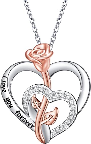 ONE: Love Heart Pendant Necklace Style Rose Heart - I love you forever