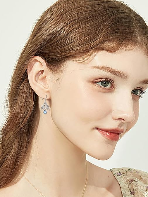 ONE:  Butterfly Earrings Color: Moonstone Dangle Earrings 925 Sterling Silver