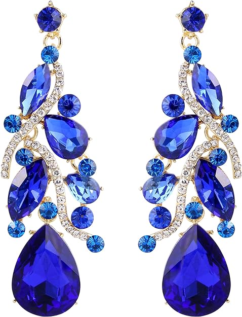 ONE PAIR: Crystal Multi Teardrop Cluster Chandelier Dangle Earrings