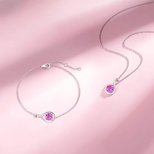 ONE: Birthstone Necklace Gifts For Women, Love Pendant Birthstone Jewelry 16+2 inch Silver Chain OCT