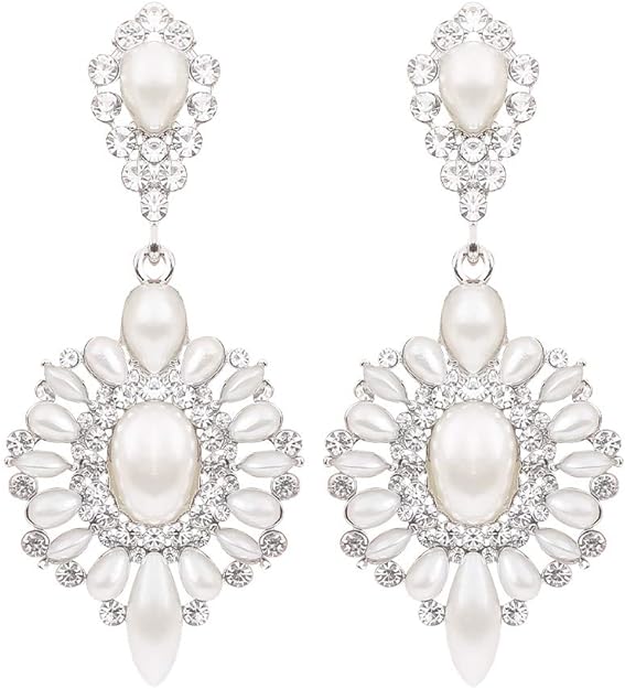 ONE PAIR: Crystal Multi Gold/Silver Rhinestone Chandelier Wedding Bridal Dangle Earrings