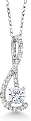 ONE :💎 Pendant MOISSANITE DIAMOND Necklace (0.76 Ct, Round 5MM, with 18 Inch Silver Chain)