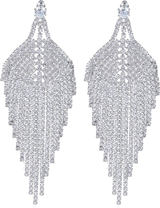 ONE PAIR: Crystal Multi Gold/Silver Rhinestone Chandelier Wedding Bridal Dangle Earrings