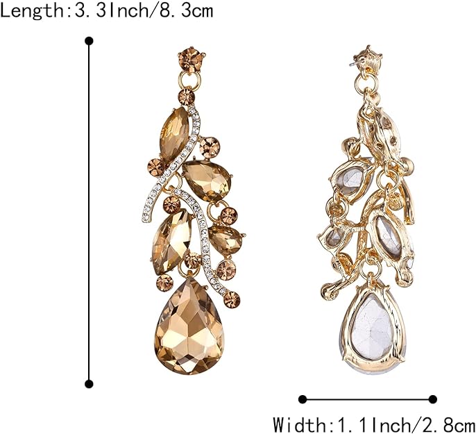 ONE PAIR: Crystal Multi Teardrop Cluster Chandelier Dangle Earrings