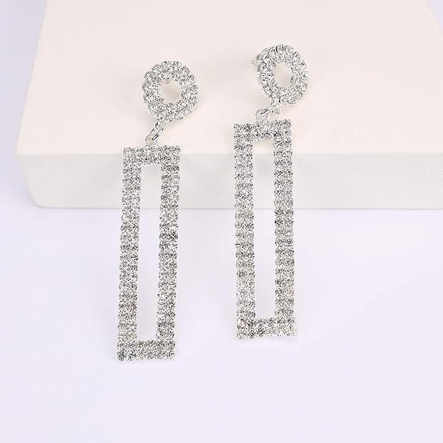 ONE PAIR: Crystal Multi Gold/Silver Rhinestone Chandelier Wedding Bridal Dangle Earrings