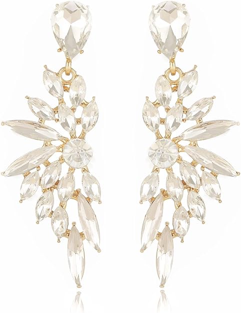 ONE PAIR: Crystal Multi Teardrop Cluster Chandelier Dangle Earrings Rhinestone