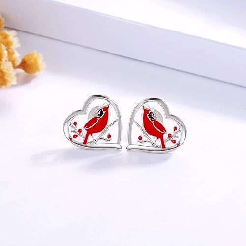 ONE: 925 Sterling Silver Earrings Cardinal Birds