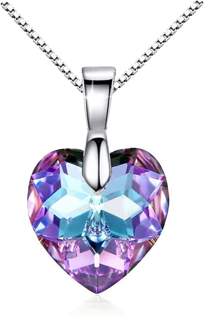 ONE :💎Elegant 1 SILVER PURPLE Heart Pendant Necklace was made of blue crystal, which sparkles all the time